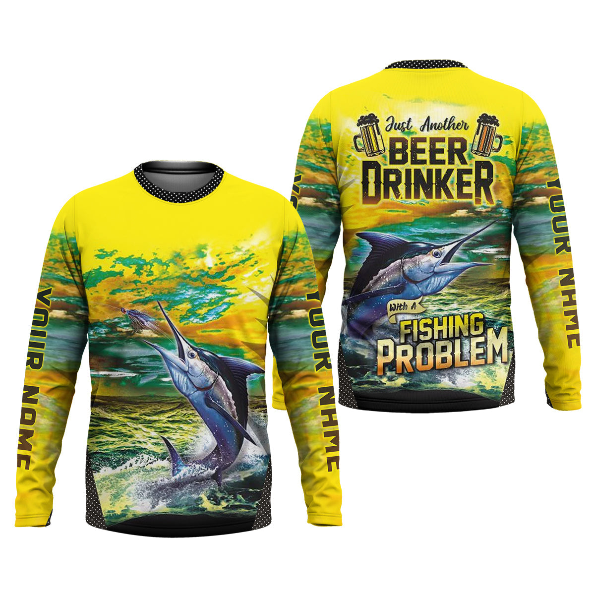 Just Another Beer Drinker With A Fishing Problem Men's Fishing Shirt, UPF Fishing Shirt, Fishing Gifts For Men