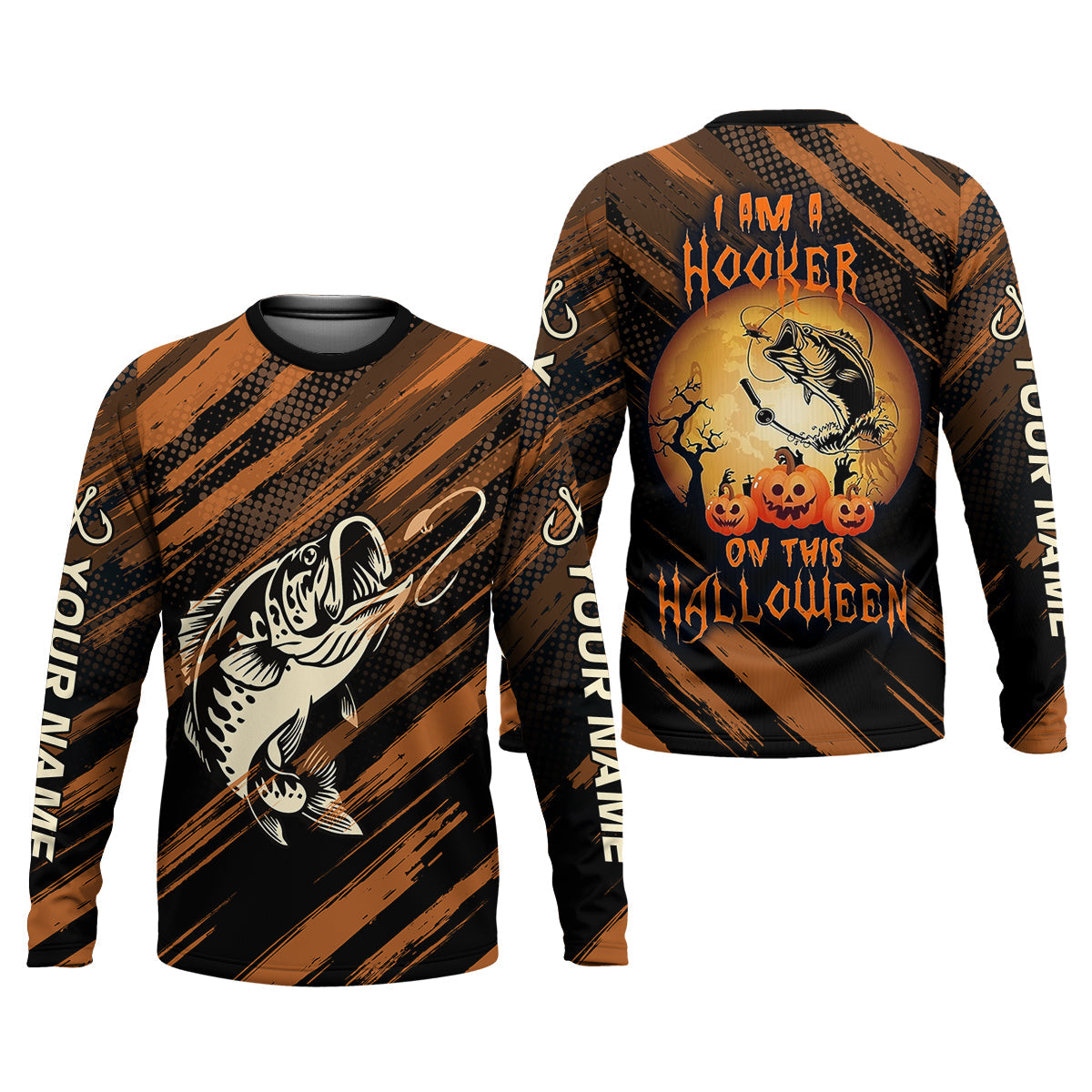 I'm A Hooker On This Halloween Fishing UPF Shirts, Funny Fishing Shirt, Fishing Shirts For Men