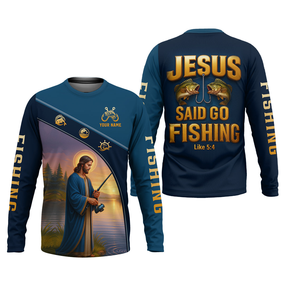 Jesus Said Go Fishing Funny Fishing Shirt, Christian Fishing SPF Shirt For Men, Men's Fishing Shirts Long Sleeve