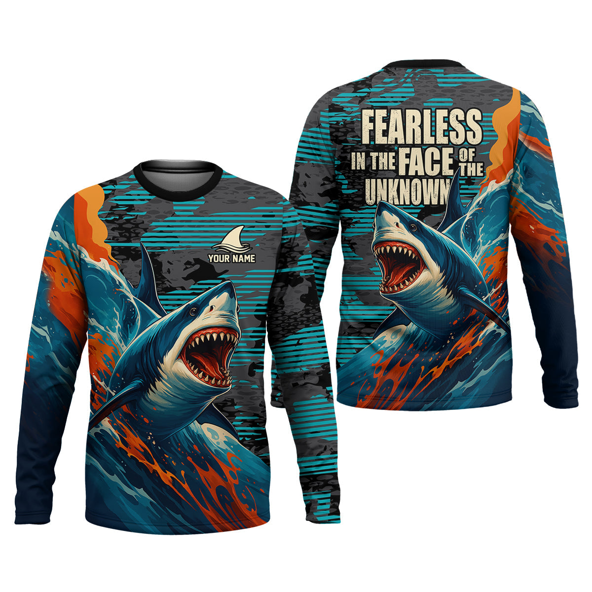 Shark Fishing Shirt, Fearless In The Face Of The Unknown Fishing UPF Shirts, Fishing Gifts For Men
