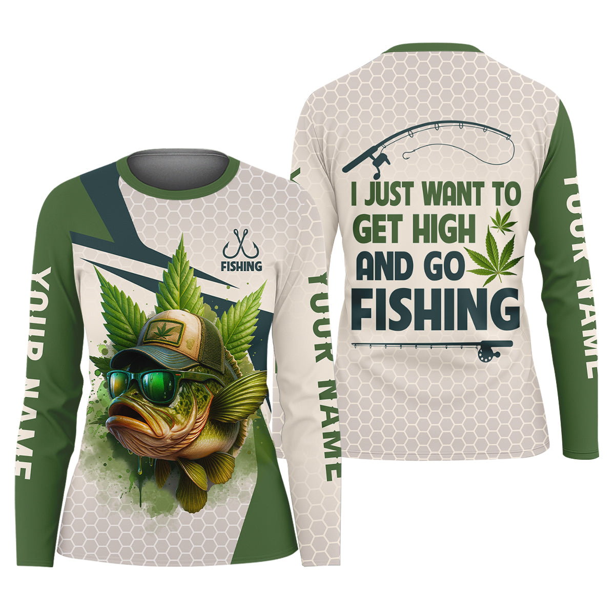 I Just Want To Get High And Go Fishing Largemouth Bass Fishing Women SPF Shirt, Funny Fishing Shirt