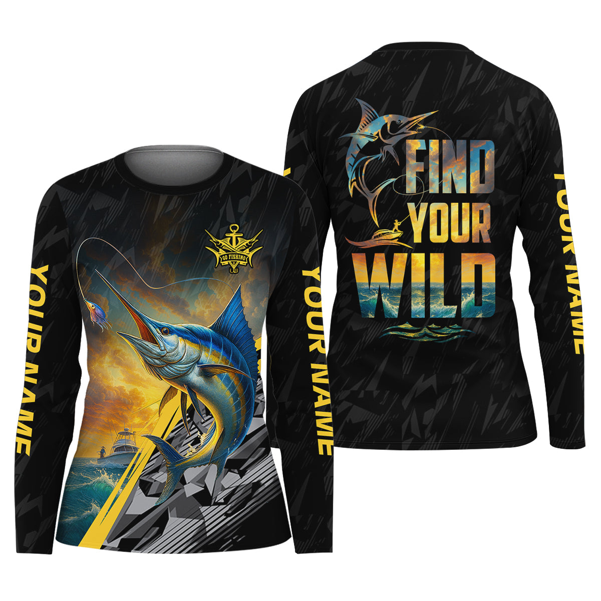 Find Your Wild Swordfish Fishing Women SPF Shirt, Fishing Shirt For Women, Female Fishing Shirts