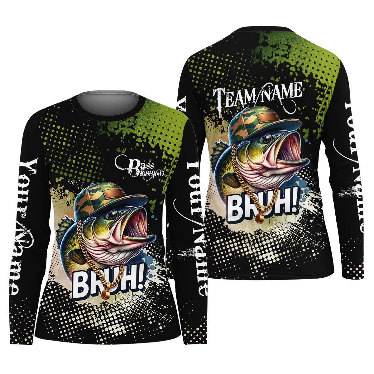 Bass Fishing Shirt, Fishing UPF Shirts, Team Fishing Shirt, SPF Long Sleeve Shirts Womens