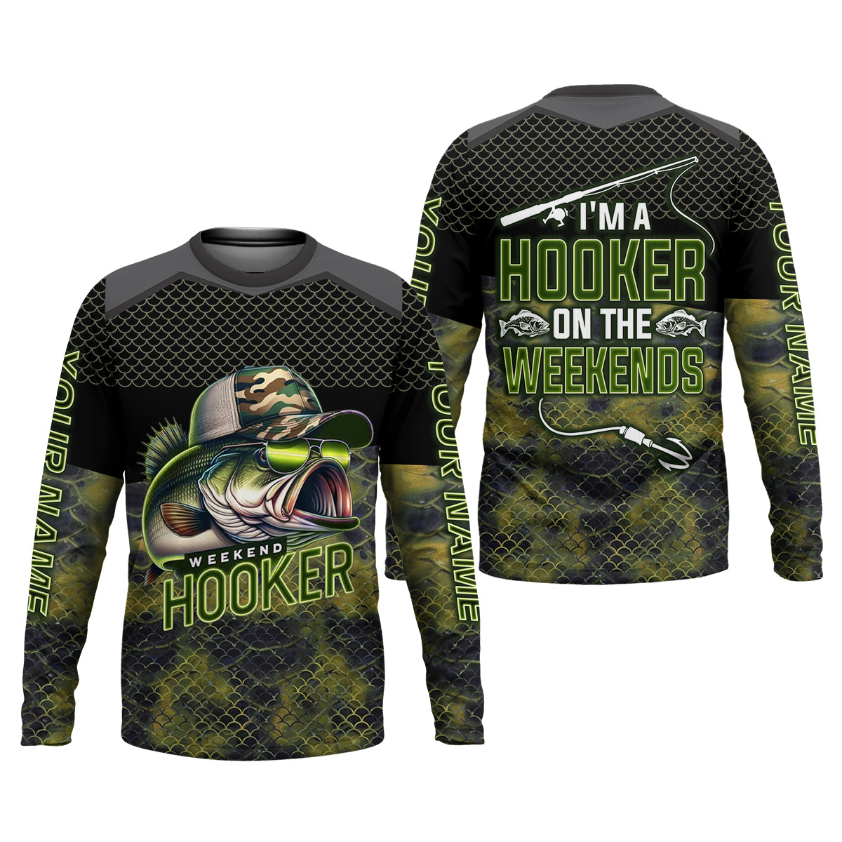 Weekend Hooker Camouflage Fishing Shirts, Fishing UPF Shirts, Men's Fishing Shirts Long Sleeve