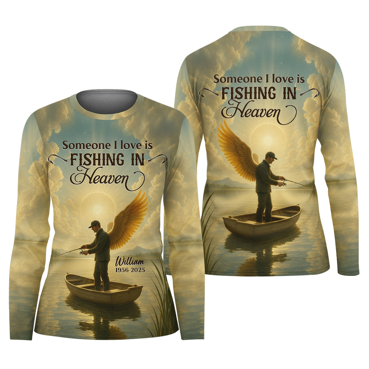 Fishing In Heaven Fishing UPF Shirts, Fishing Memorial Women SPF Shirt, Female Fishing Shirts