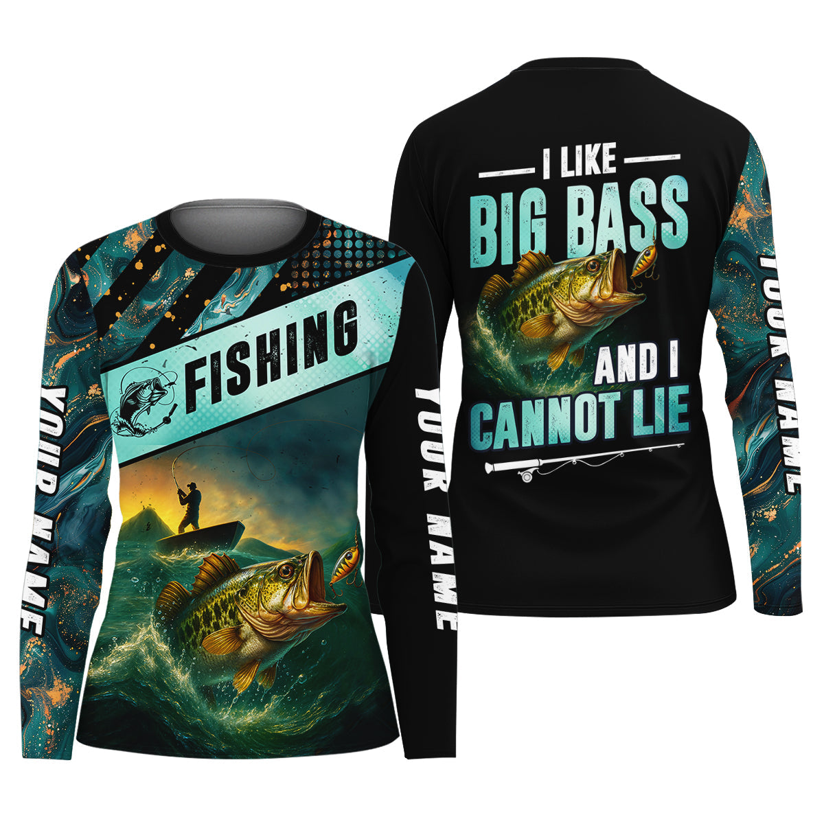 I Like Big Bass And I Cannot Lie Shirt, Funny Fishing T-shirt Women SPF Shirt, Female Fishing Shirts