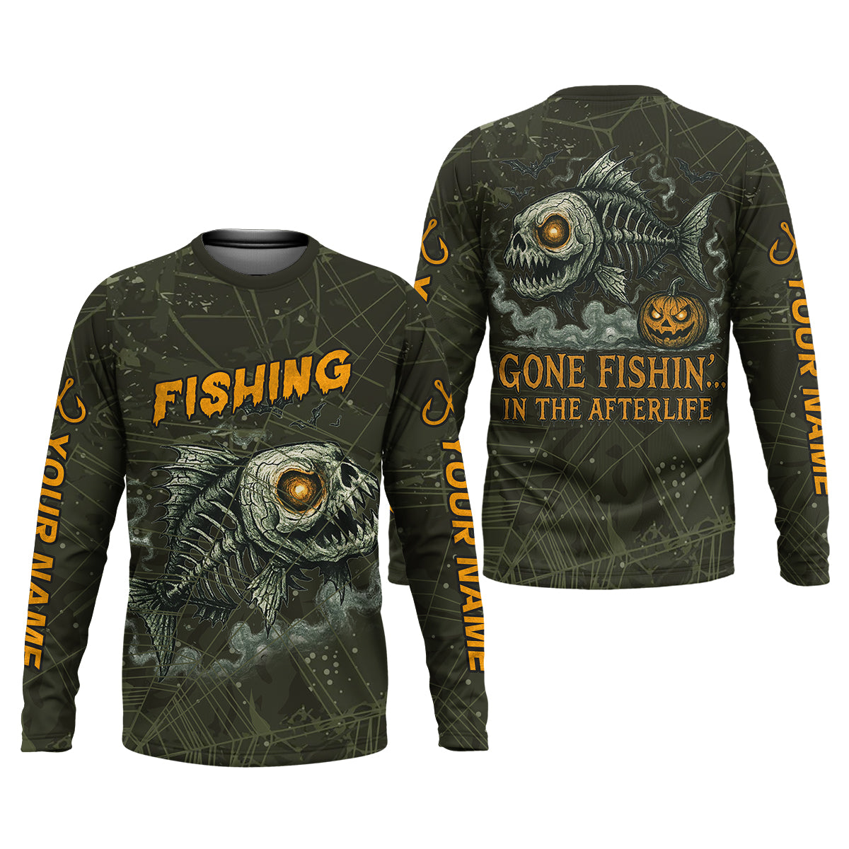 Gone Fishin In The Afterlife Horror Fishing SPF Shirt For Men, Halloween Fishing Jersey, Presents For Fishermen