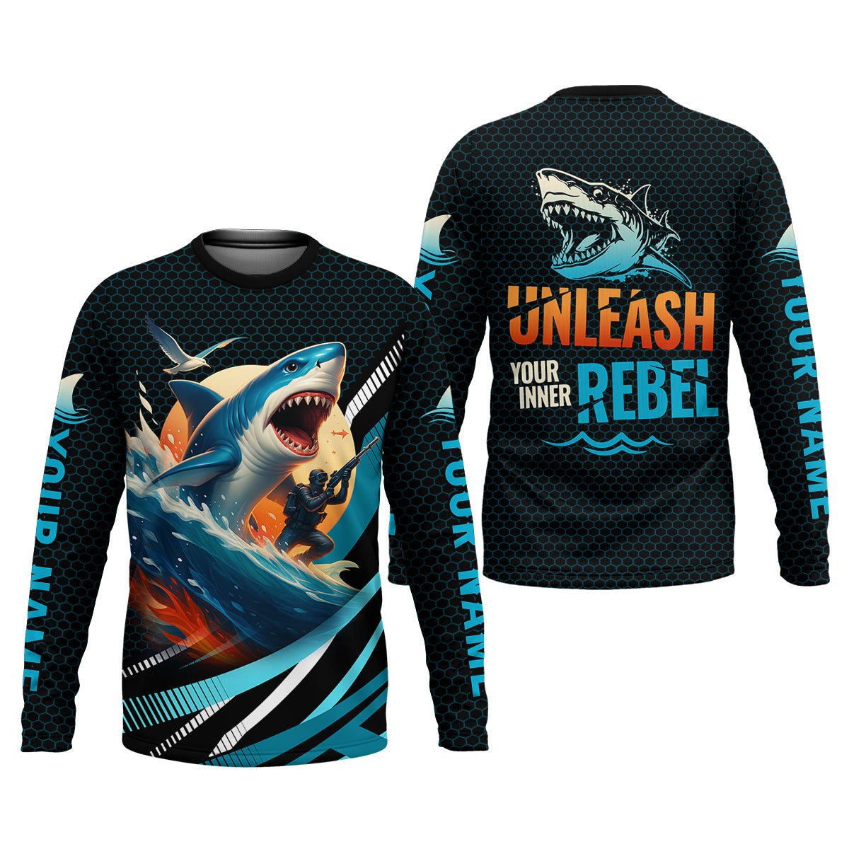 Shark Fishing SPF Shirts, Unleash Your Inner Rebel Performance Fishing Shirts, Fishing Shirts For Men