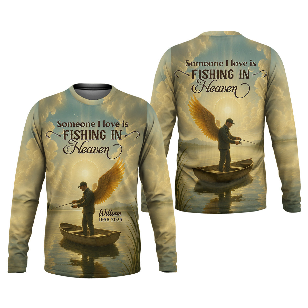 Fishing In Heaven Fishing UPF Shirts, Fishing Memorial Presents For Fishermen, Fishing Shirts For Men