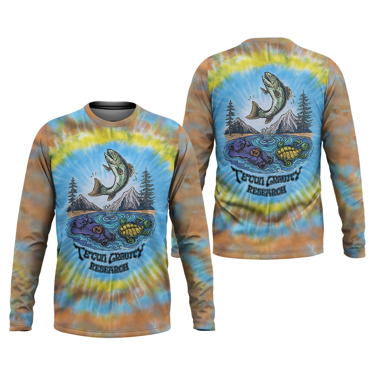 Tie Dyed Pattern Fishing UPF Shirts, Fishing Gifts For Men, Men's Fishing Shirt, Fishing Shirts For Men