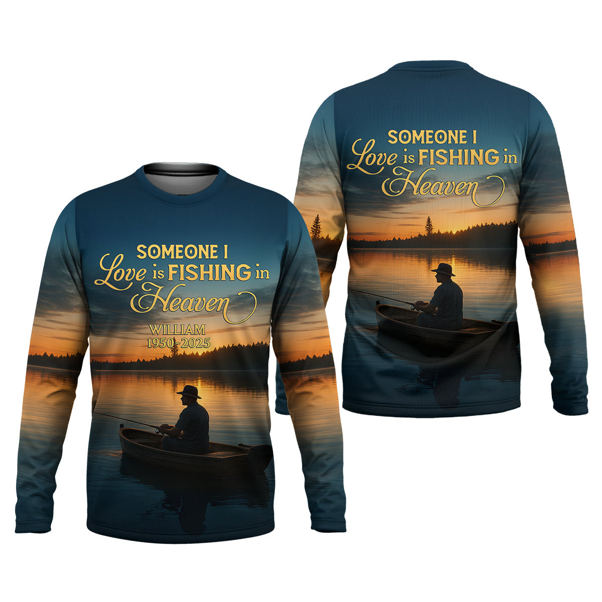 Someone I Love Is Fishing In Heaven Fishing Memorial SPF Shirt For Men, Gift For Fisherman, Men's Fishing Shirt