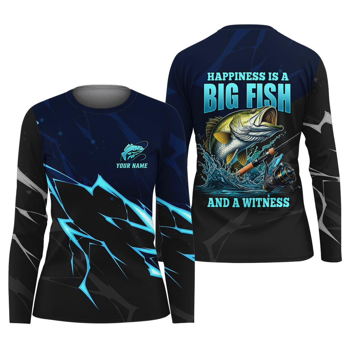 Happiness Is A Big Fish And A Witness Fishing UPF Shirts, Fishing Shirt For Women, Funny Fishing Shirt