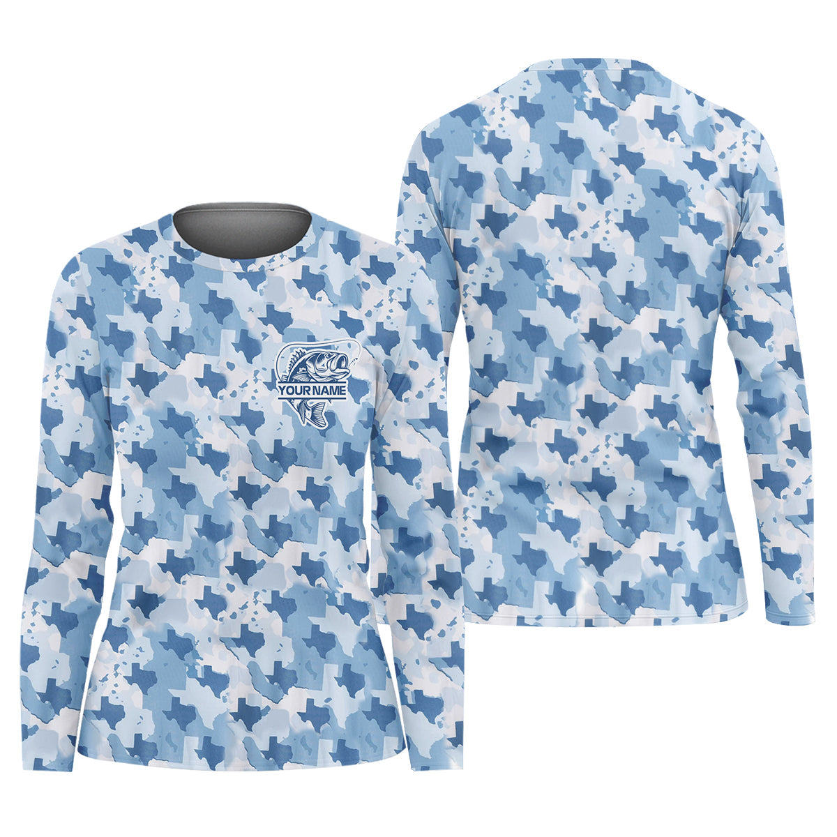 Texas Camo Blue Fishing UPF Shirts, Performance Fishing Shirts, Women SPF Shirt, Female Fishing Shirts