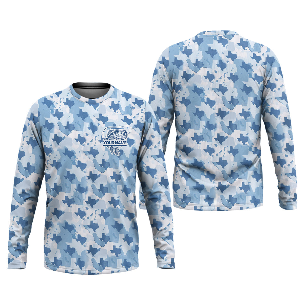 Texas Camo Blue Fishing UPF Shirts, Performance Fishing Shirts, Fishing Gifts For Men, Men's Fishing Shirt
