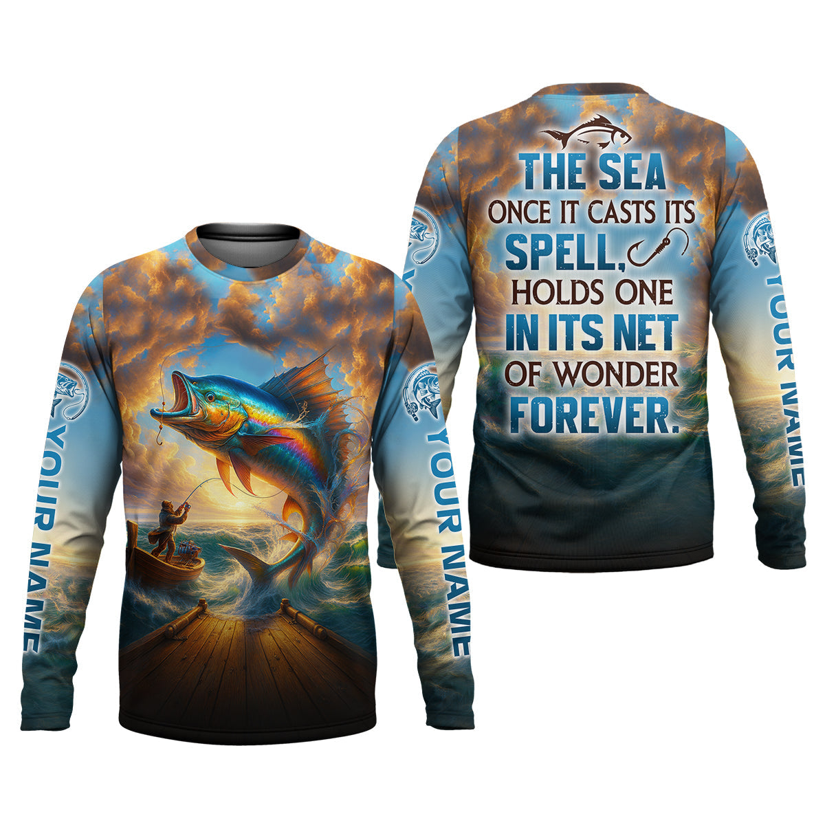 The Sea Once It Casts Its Spell Sailfish Fishing SPF Shirt For Men, Presents For Fishermen, Men's Fishing Shirt