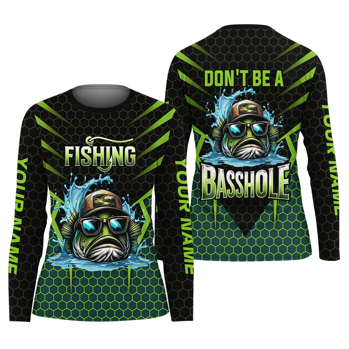Basshole Funny Fishing Shirt, Camouflage Fishing Shirts, Women SPF Shirt, Hooded Fishing Shirt