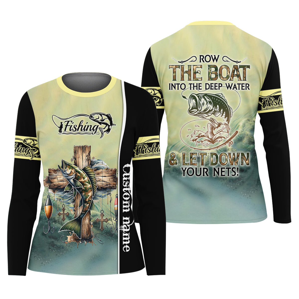 Let Down Your Nets Camouflage Fishing Shirts, Christian Fishing Women SPF Shirt, Female Fishing Shirts