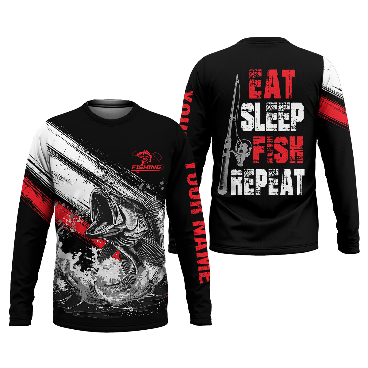 Eat Sleep Fish Repeat Water Splash Fishing UPF Shirts, Fisherman Gift, Fishing Shirts For Men