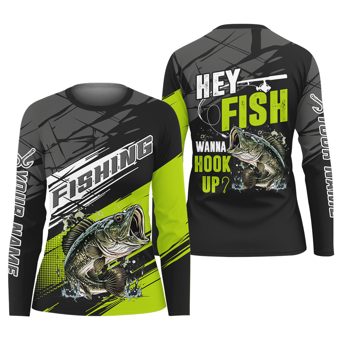 Hey Fish Wanna Hook Up Neon Fishing Women SPF Shirt, Funny Fishing Shirt, Fishing Shirt For Women