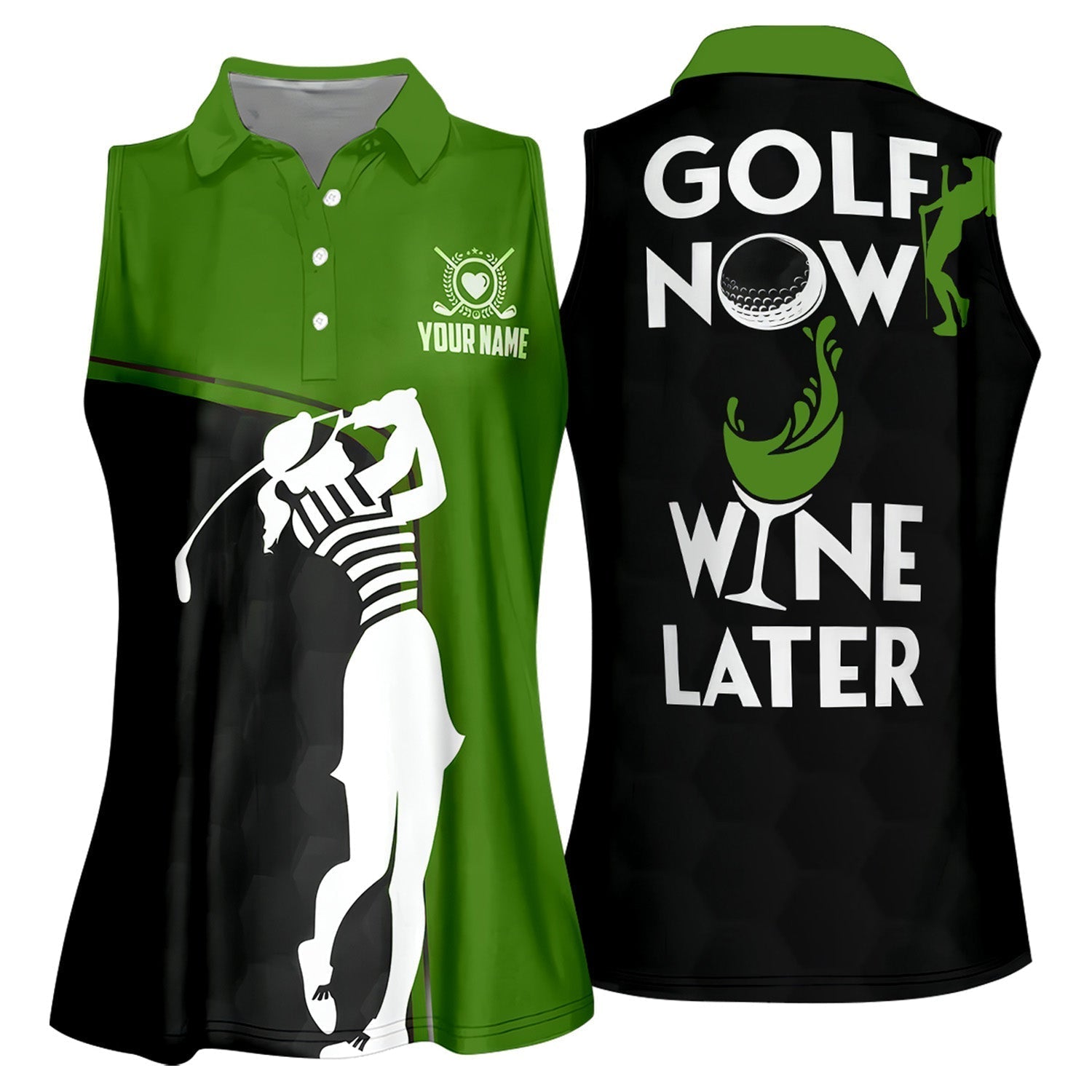 Golf Now Wine Later Custom Womens Golf Polo ShirtGolfing Apparel, Womens Golf Gifts