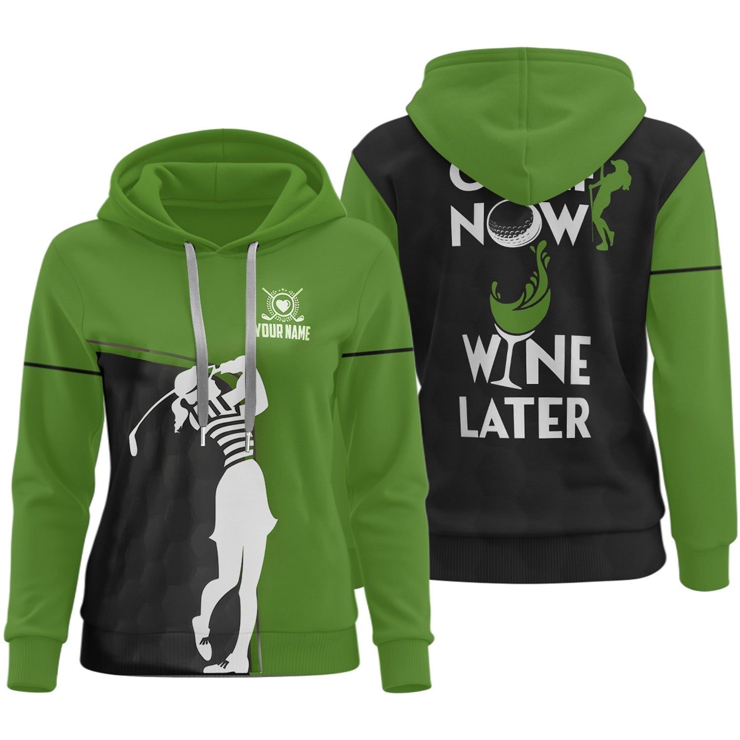 Golf Now Wine Later Custom Womens Golf Polo ShirtGolfing Apparel, Womens Golf Gifts