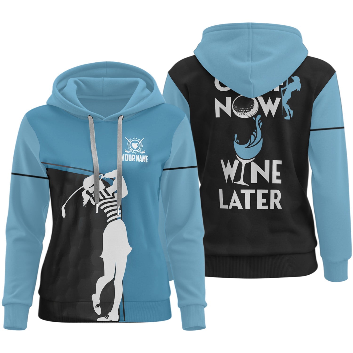 Golf Now Wine Later Custom Womens Golf Polo ShirtGolfing Apparel, Womens Golf Gifts