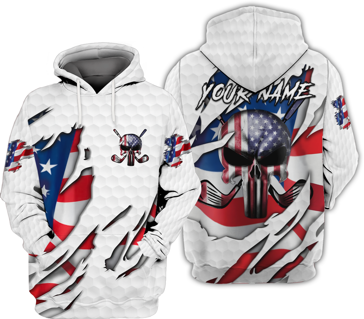 American Skull Flag Custom Golf Polo ShirtGift For Golfers, Golf Gift For Men, America 250 Anniversary Golf Shirt