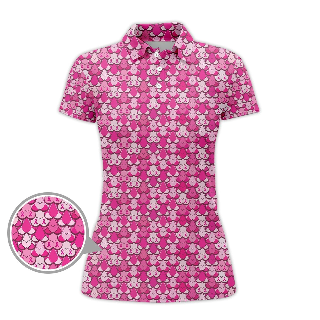 American Tatas Funny Golf Shirt, Pattern Golf Polos For Women,Breast Cancer Golf Shirt For Golfers