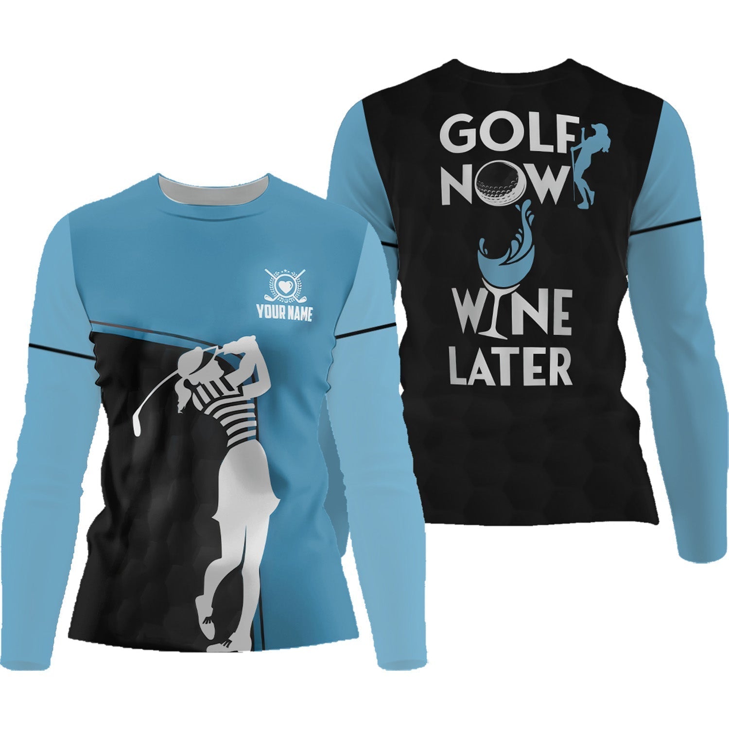 Golf Now Wine Later Custom Womens Golf Polo ShirtGolfing Apparel, Womens Golf Gifts