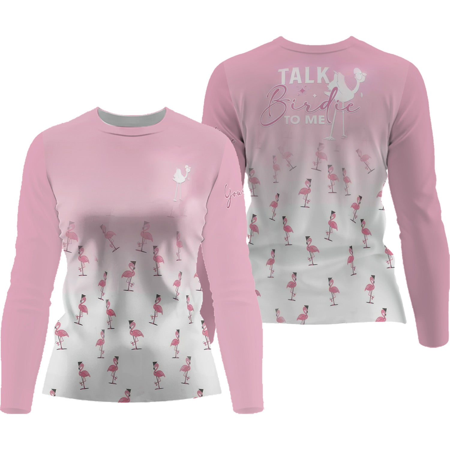 Talk Birdie To Me Flamingo Womens Golf Polo ShirtCustom Ladies Golf Shirt, Womens Golf Gifts