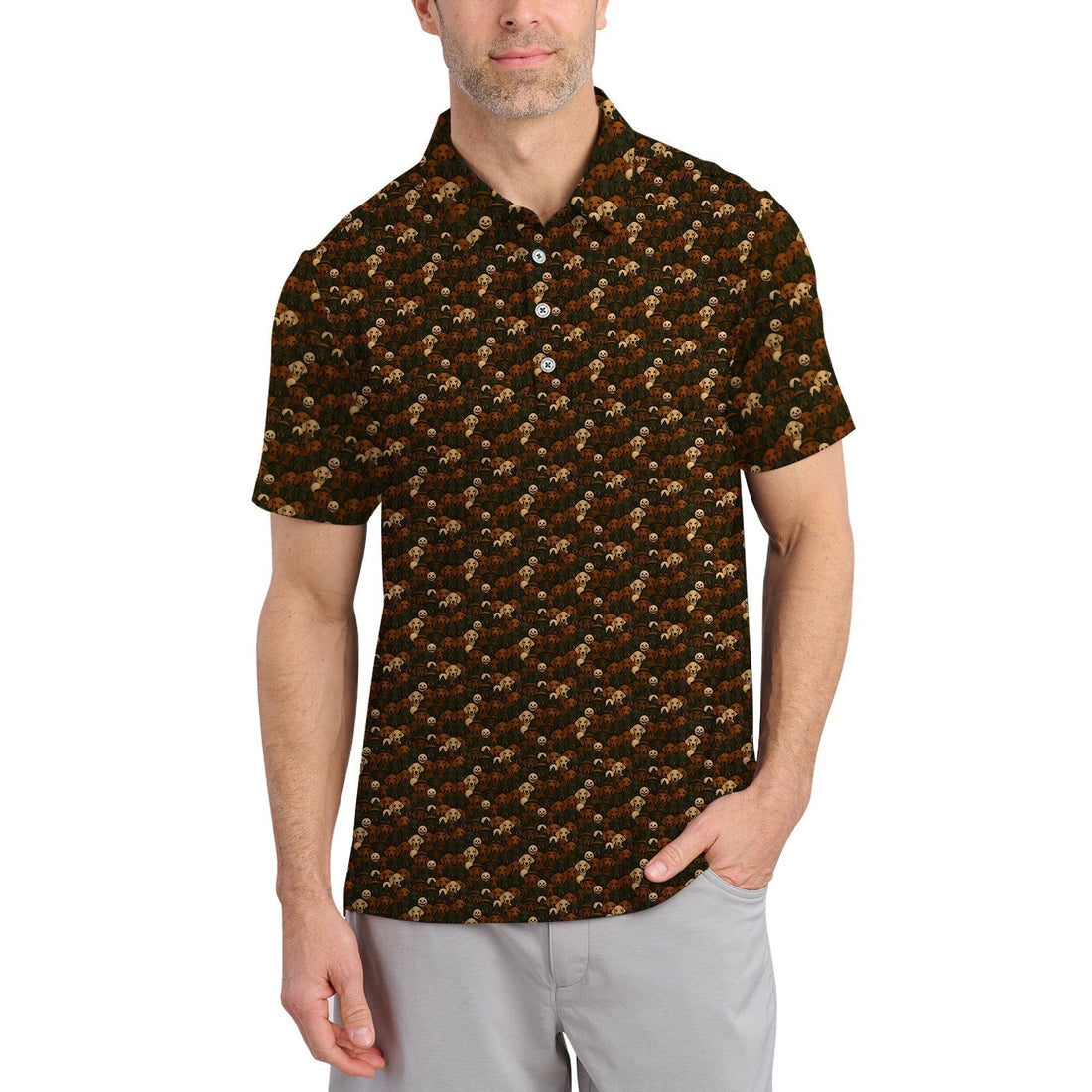 Halloween Golf Shirt, Dachshund Golf Shirt For Golfer, Funny Pattern Golf Shirt For Men