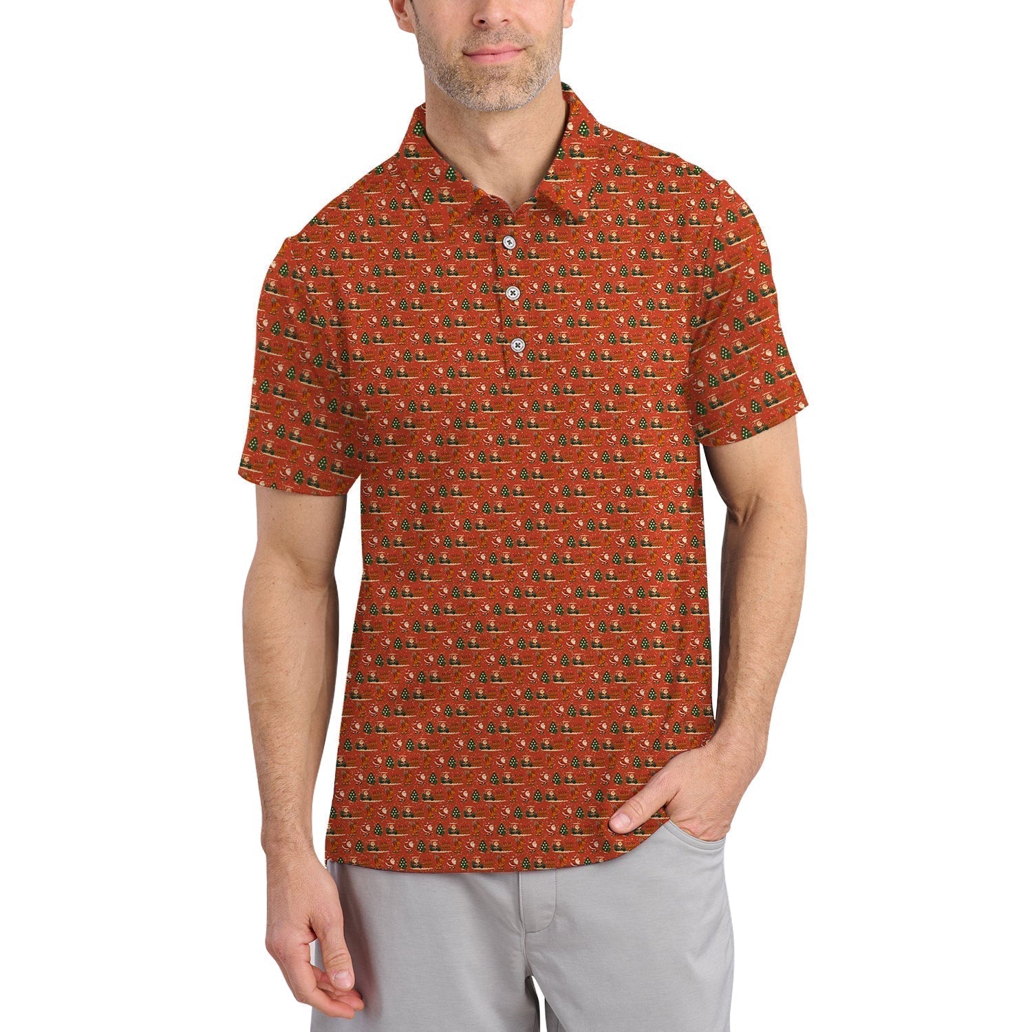 Christmas Golf Shirt, Funny Pattern Golf Shirt, Xmas Golf Shirt For Men