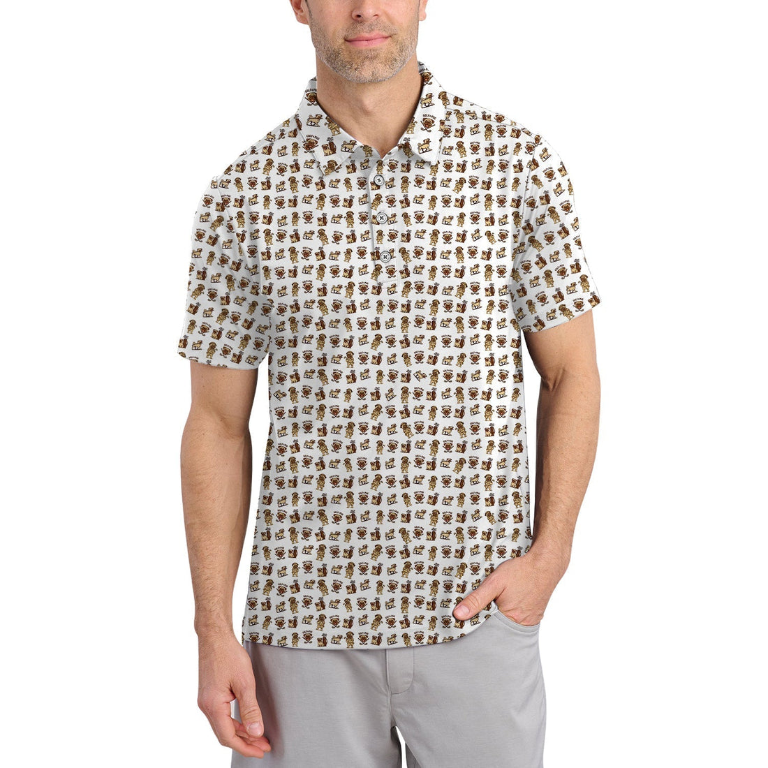 Pattern Golf Shirt For Men, Crazy Pug Golf Shirt, Dog Golf Shirt For Golfer
