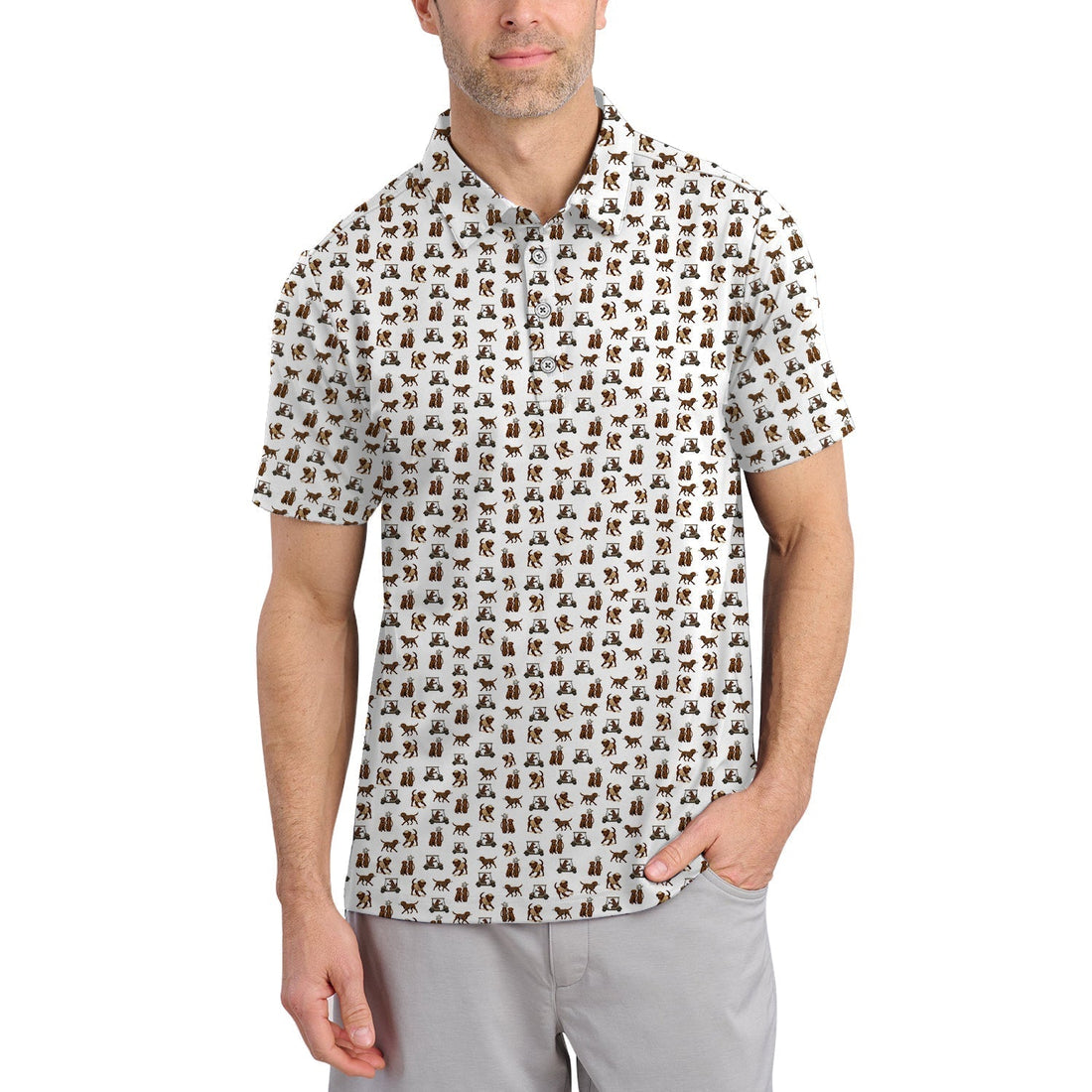 Golf Pattern Shirt, Labrador Golf Shirt For Golfer, Crazy Dog Golf Shirt For Men
