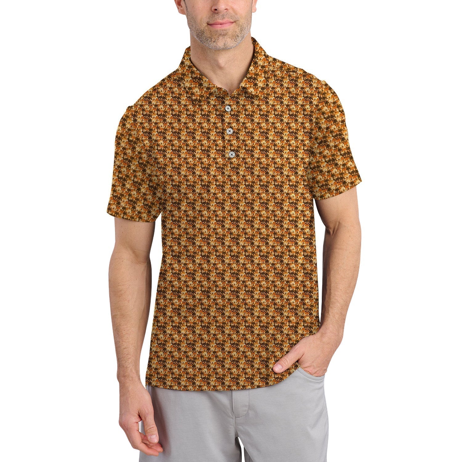 Shiba Inu Golf Shirt, Pattern Golf Shirt For Golfer, Dog Golf Shirt For Men