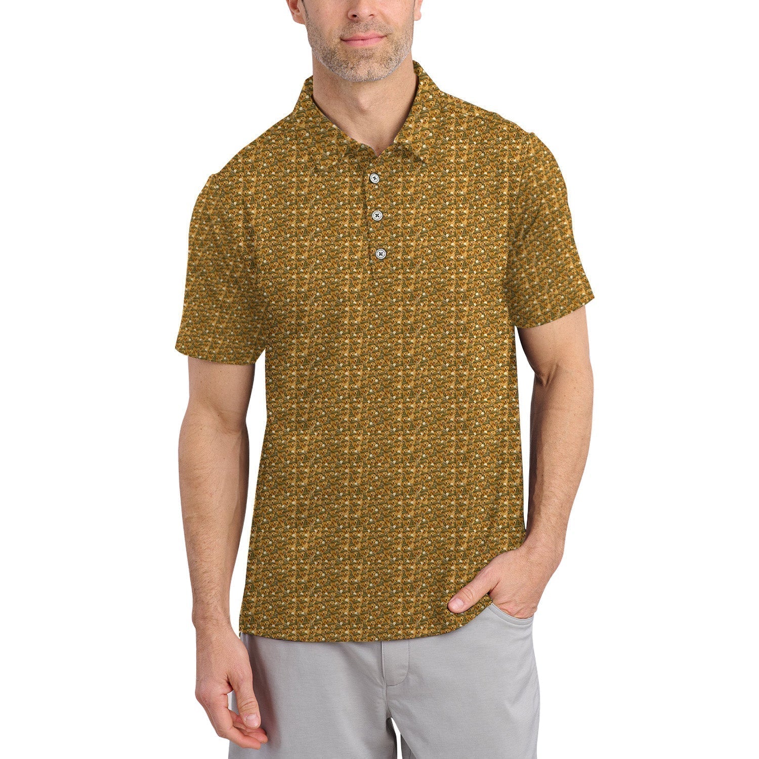 Golden Retriever Golf Shirt, Pattern Golf Shirt, Dog Golf Shirt For Golfers