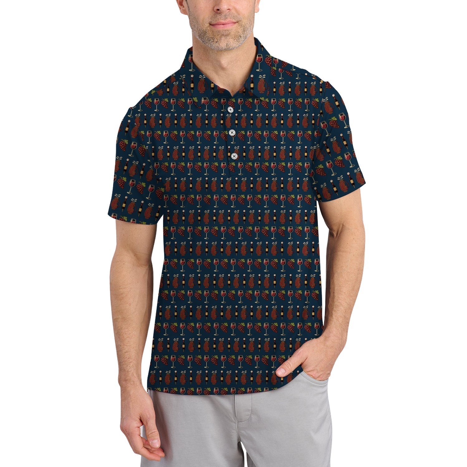 Golf Wine Pattern Golf Shirt,  Women Golf Shirts For Wine Lovers, Golf Gift For Golfer
