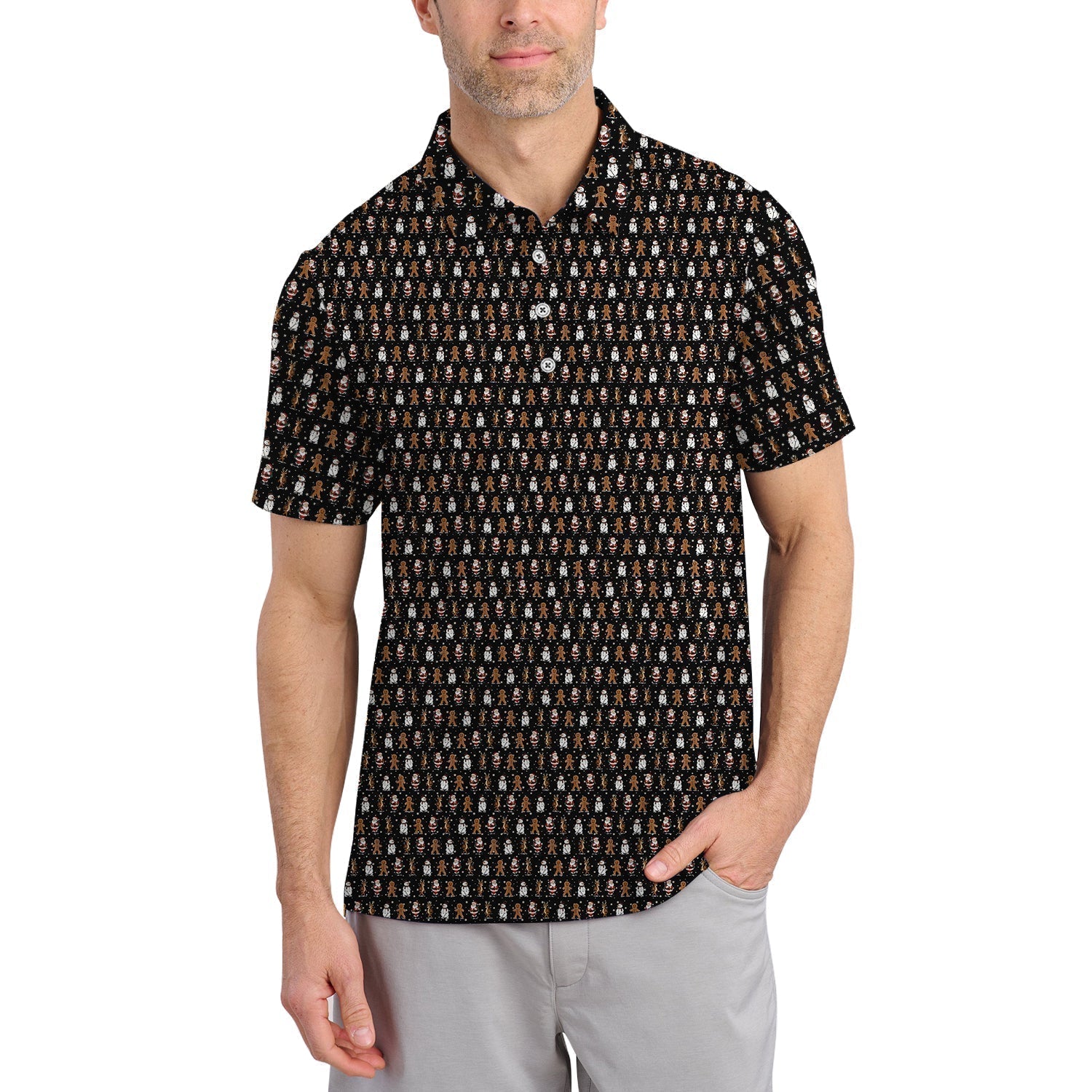 Christmas Golf Shirt, Funny Santa Pattern Golf Shirt, Xmas Golf Shirt