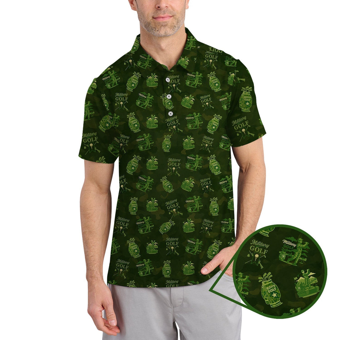 Military Golf Pattern Shirt, Army Golf Shirts For Golf Lovers, Golf Gift For Men's