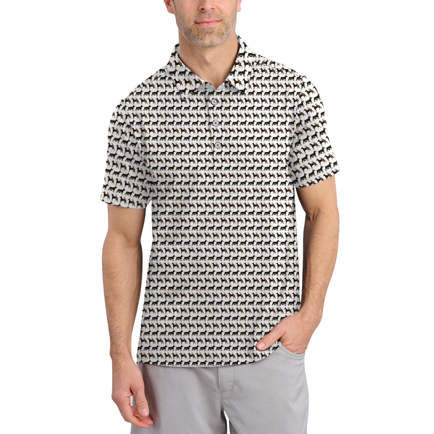 Pattern Golf Shirt For Men, Dog Golf Shirt, Crazy Golf Shirt For Golfers