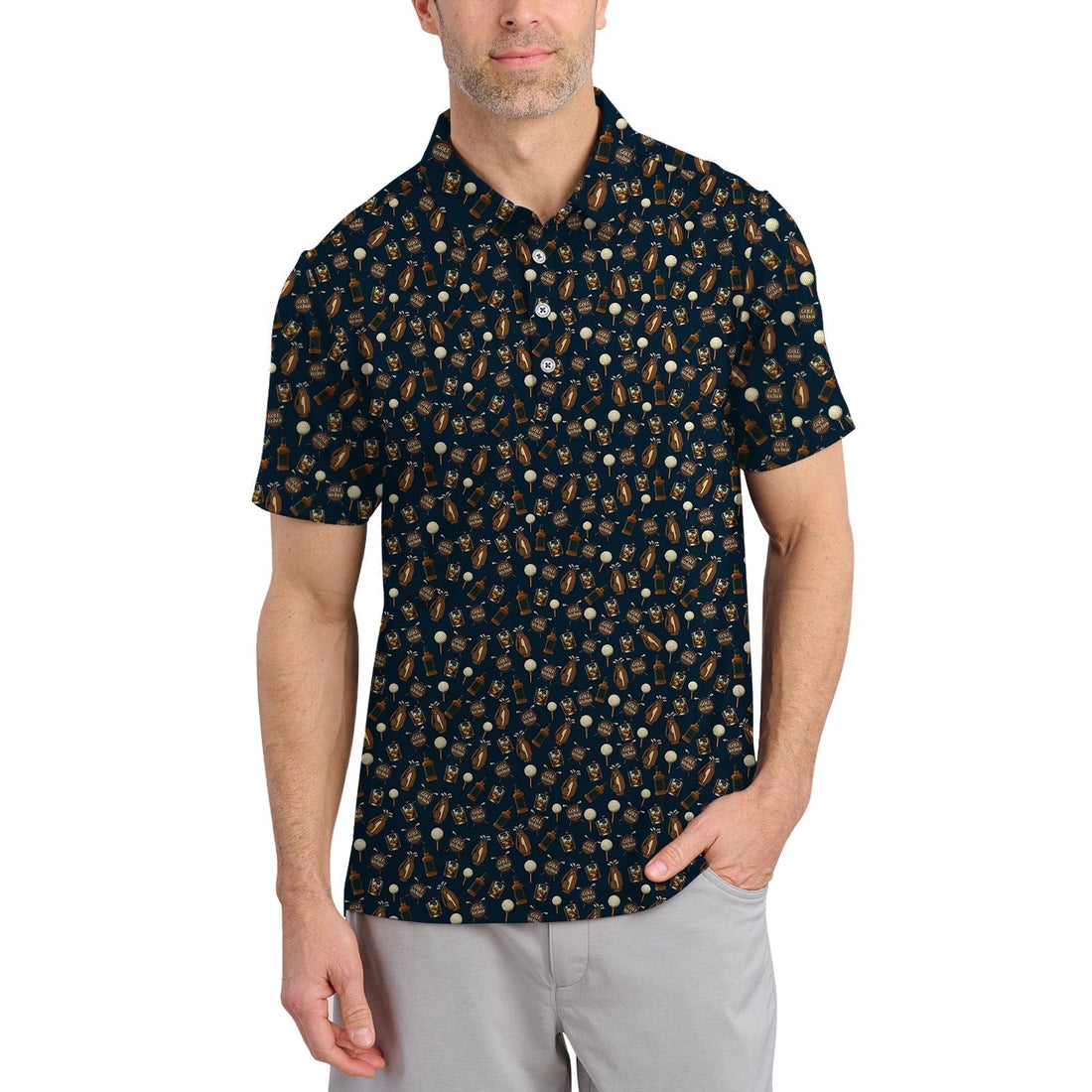 Golf Pattern Shirt For Golfer, Bourbon Golf Shirt, Crazy Golf For Men