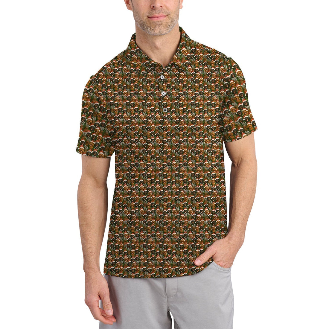 Dachshund Golf Shirt For Men, Christmas Pattern Golf Shirt, Funny Golf Shirt For Golfer
