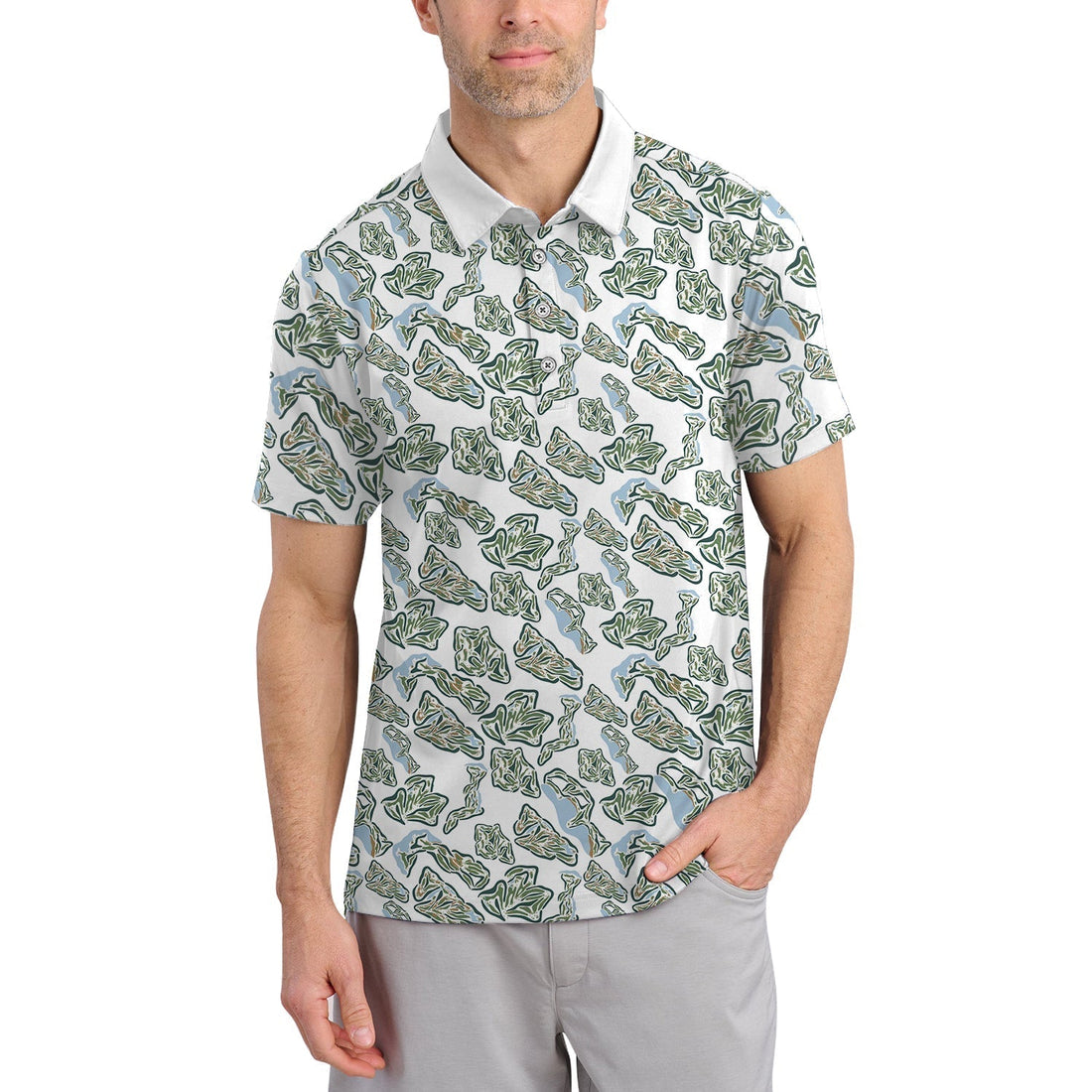 Men’s Camo Golf Shirt, Camo Golf Polos, Golf Gift For Golfers, Pattern Crazy Golf Shirts