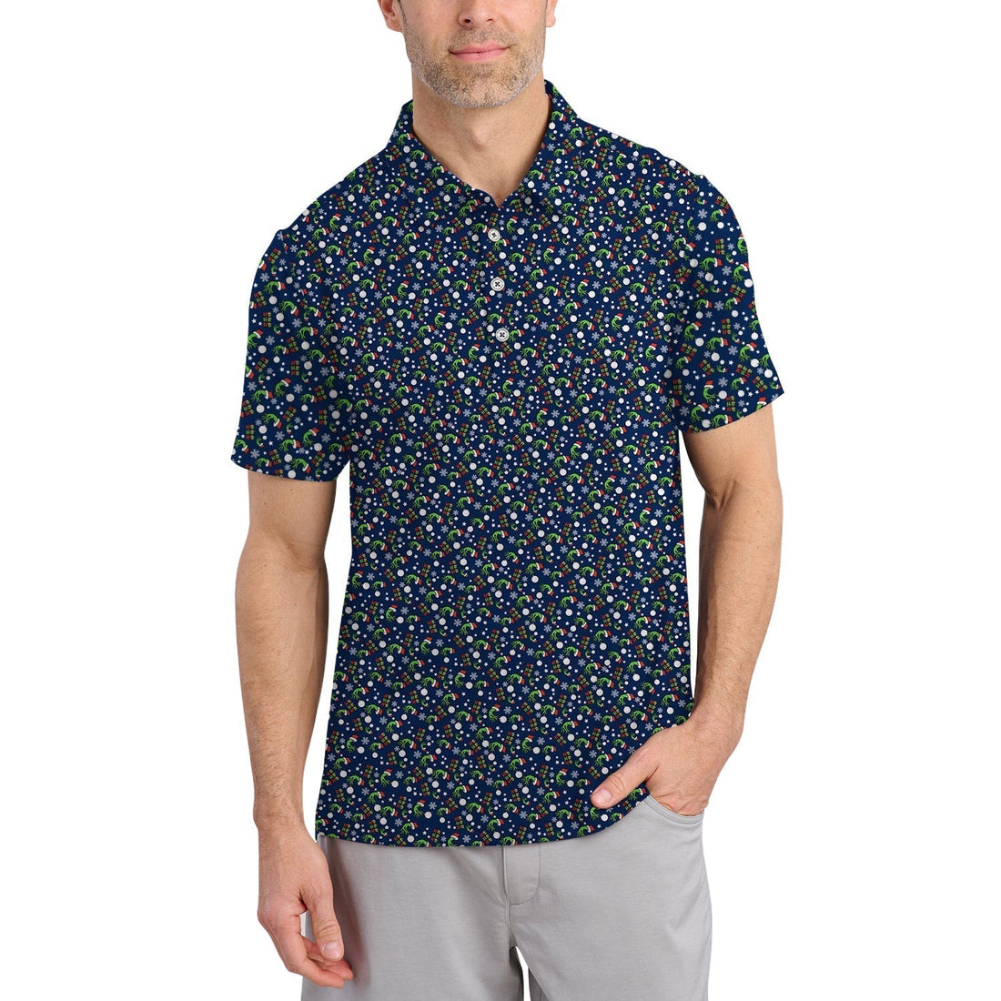 Funny Pattern Golf Shirt For Golfer, Grinch Golf Shirt, Crazy Golf Shirt For Men