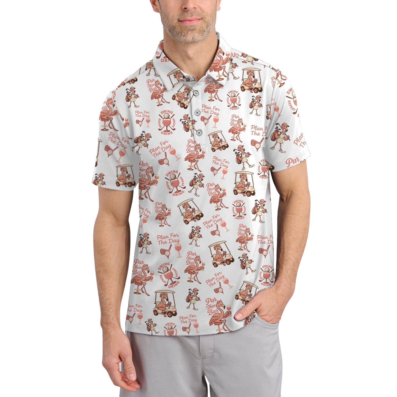 Flamingo Golf Shirt For Golfers, Funny Womens Golf Polos, Pattern Ladies Golf Shirt