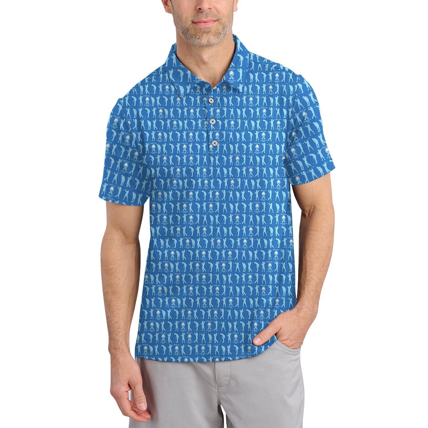 Funny Golf Pattern Shirt For Men, Prostate Cancer Golf Shirt, Golf Pattern Shirt For Golfer