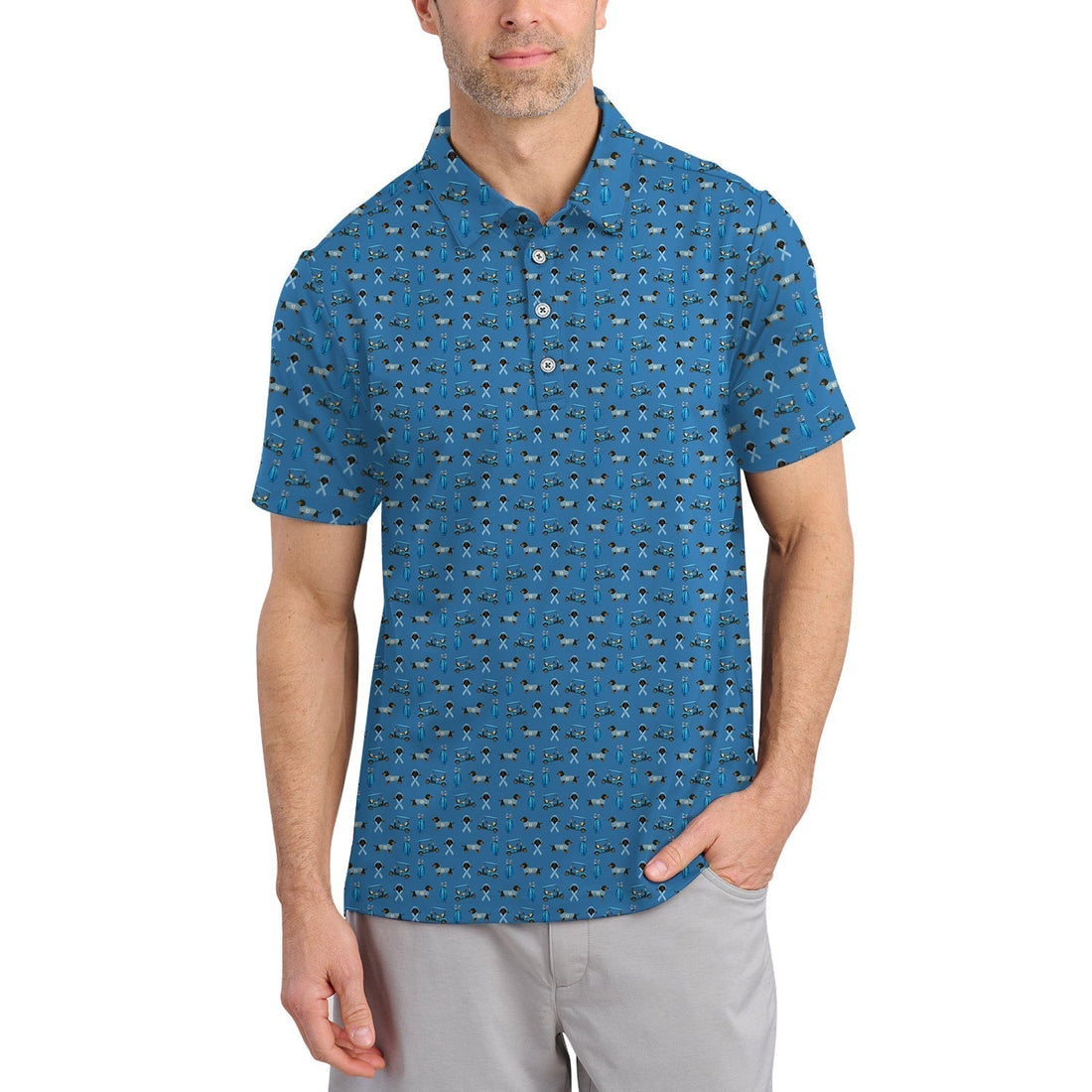 Funny Pattern Golf Shirt, Dachshund Golf Shirt, Prostate Cancer Golf Shirt For Men