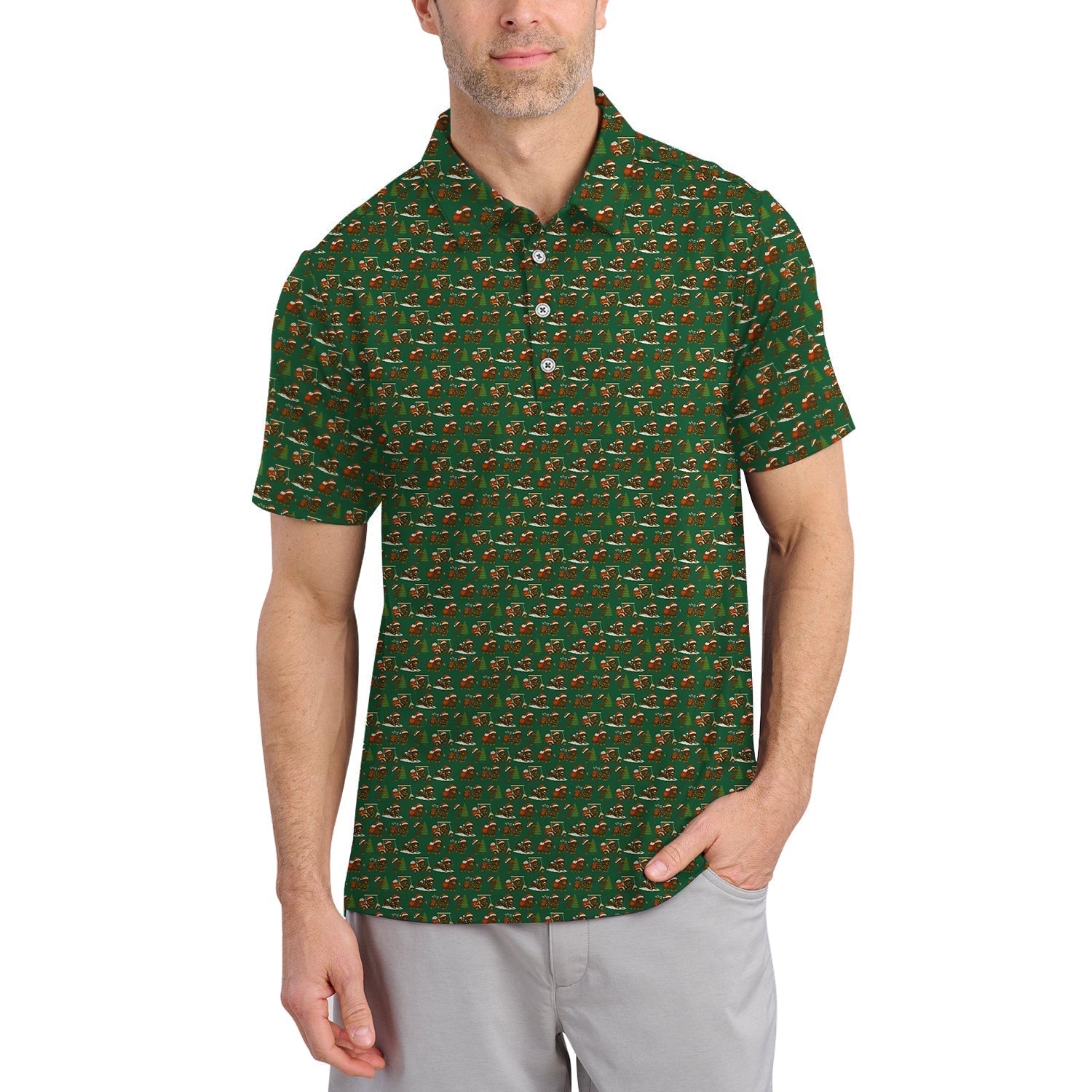 Dachshund Christmas Shirt, Funny Pattern Golf Shirt, Golf Shirt For Dog Lover, Golf Gift For Golfer