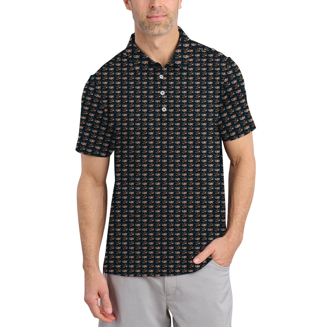 Pattern Golf Shirt For Men - America Golf Shirt For Golfers - Crazy Golf Shirt