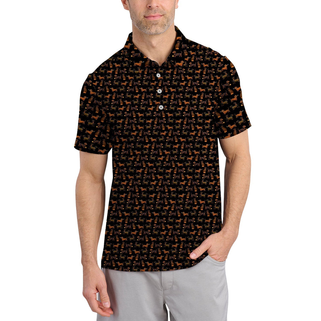 Halloween Golf Shirt, Funny Pattern Golf Shirt, Dachshund Golf Shirt For Men